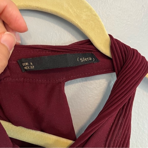 Deep Red Crossed Blouse - Picture 6 of 9